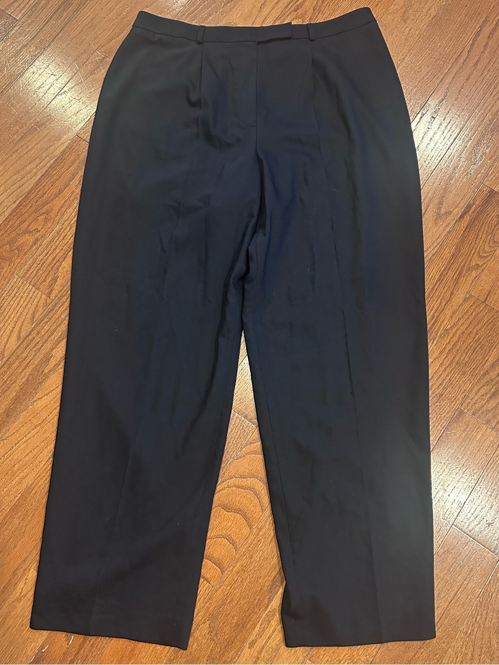 Talbots Black Straight-Leg Dress Trousers 100% Italian Wool Size 18 Vintage